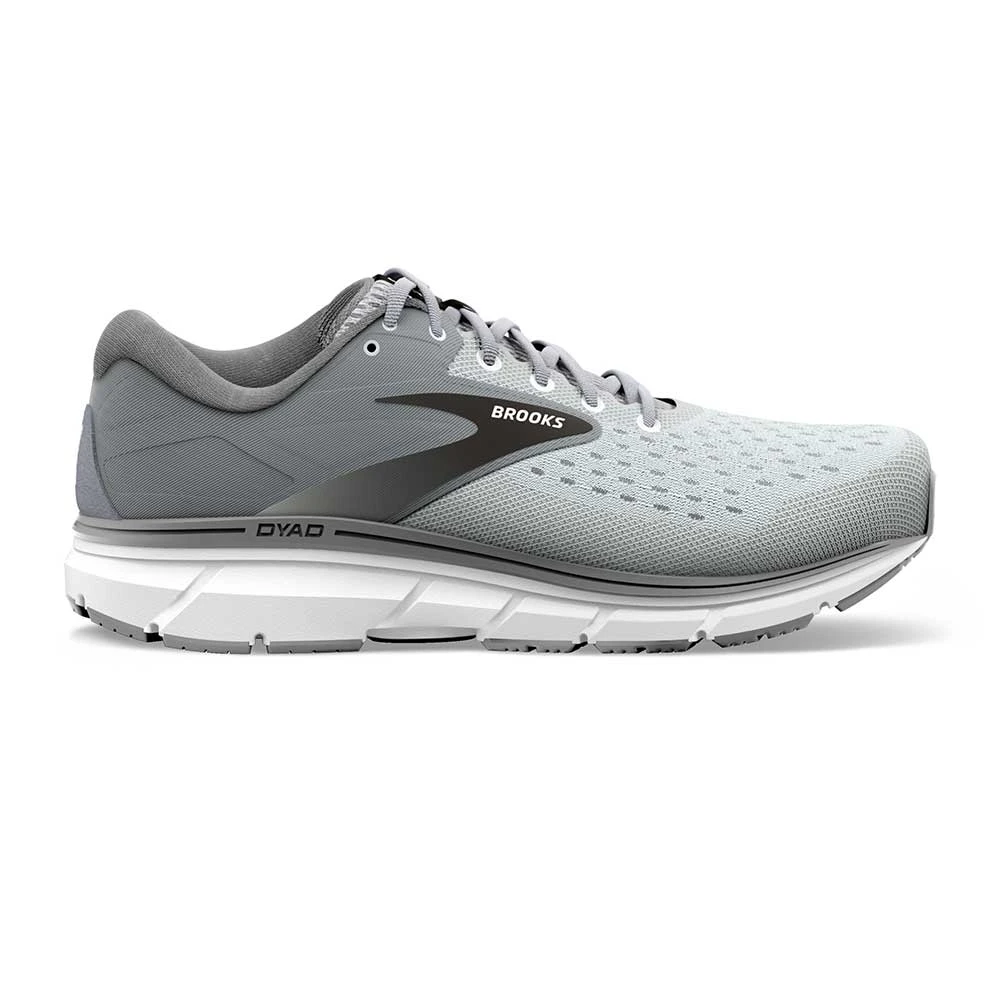 BROOKS Men's Dyad 11 Running Shoe - Grey/Black/White - Wide (2E)