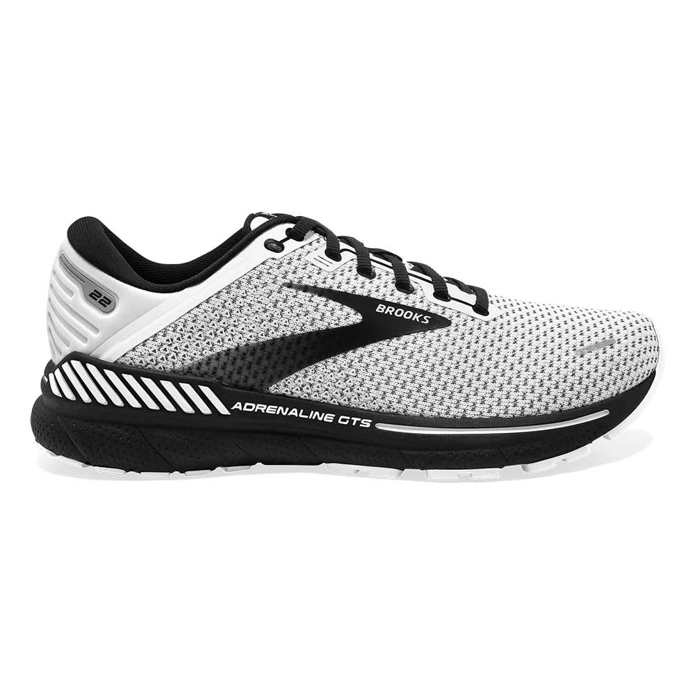 BROOKS Men's GTS 22 Running Shoe - White/Grey/Black - Wide (2E)
