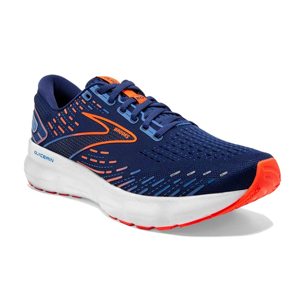 BROOKS Men's Glycerin 20 Running Shoe- Blue Depths/Palace Blue/Orange- Wide (2E) - Image 2
