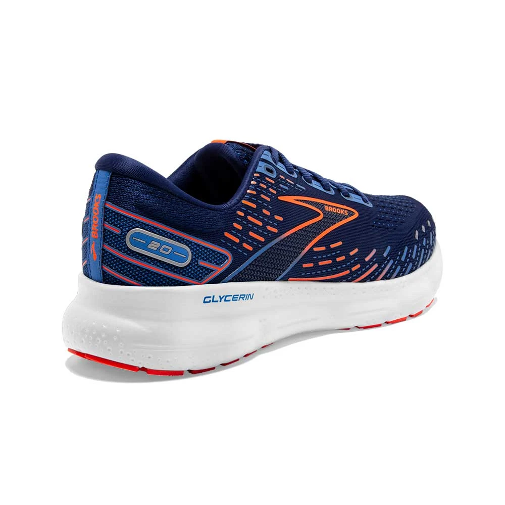 BROOKS Men's Glycerin 20 Running Shoe- Blue Depths/Palace Blue/Orange- Wide (2E) - Image 3