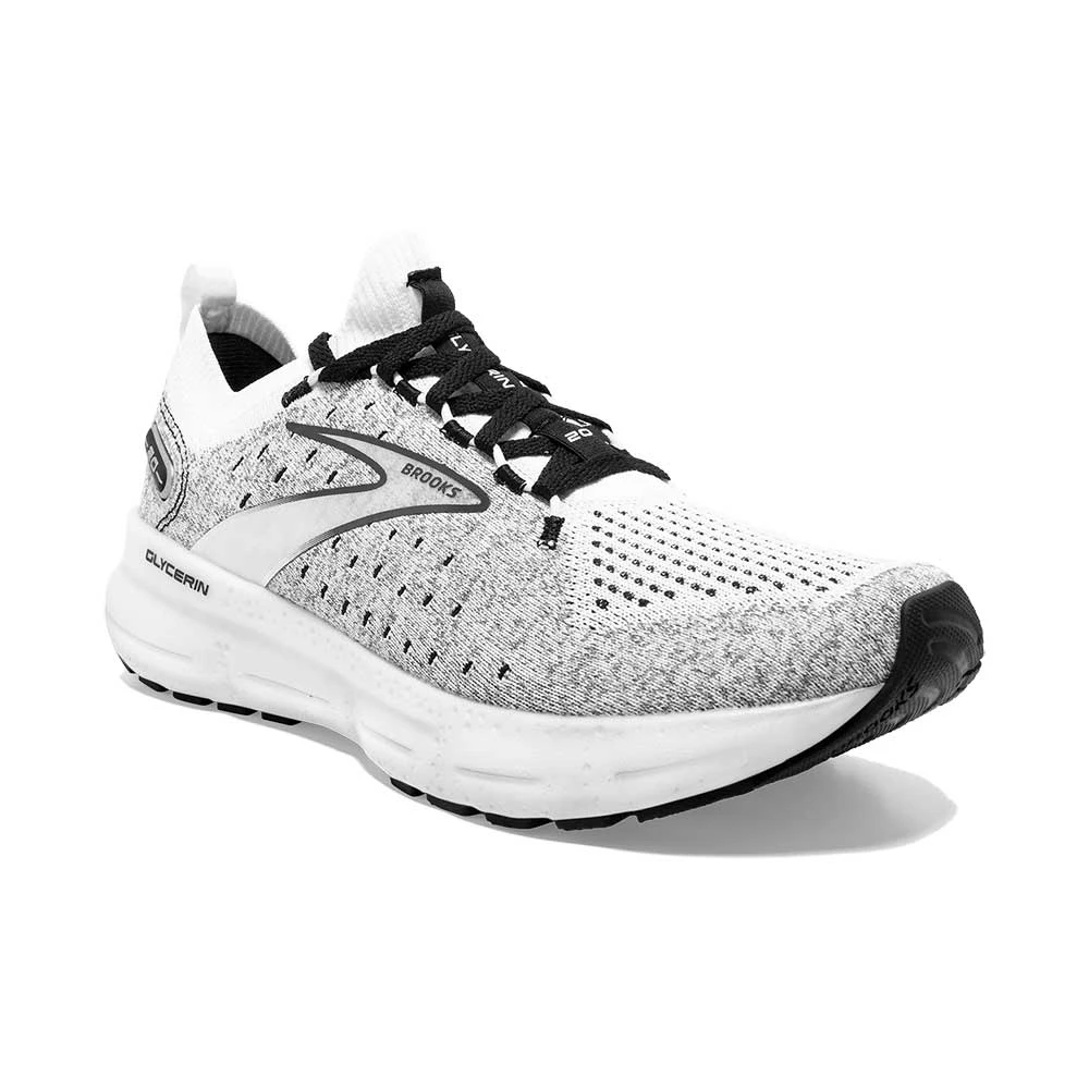 BROOKS Men's Glycerin StealthFit 20 Running Shoe - White/Grey/Black - Regular (D) - Image 2