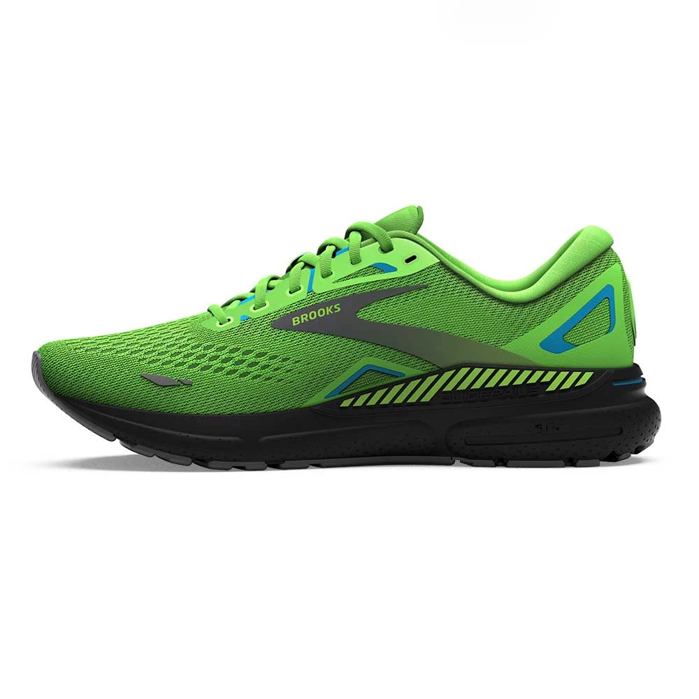 BROOKS Men's Adrenaline GTS 23 Running Shoe - Green Gecko/Grey/Atomic Blue- Wide (2E) - Image 3