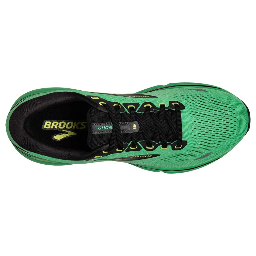 BROOKS Men's Ghost 15 Running Shoe- Green/Black/Sharp Green - Image 6