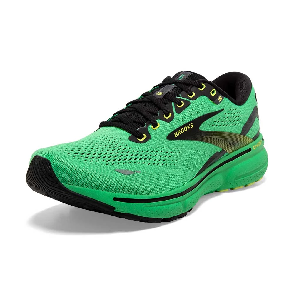 BROOKS Men's Ghost 15 Running Shoe- Green/Black/Sharp Green - Image 5
