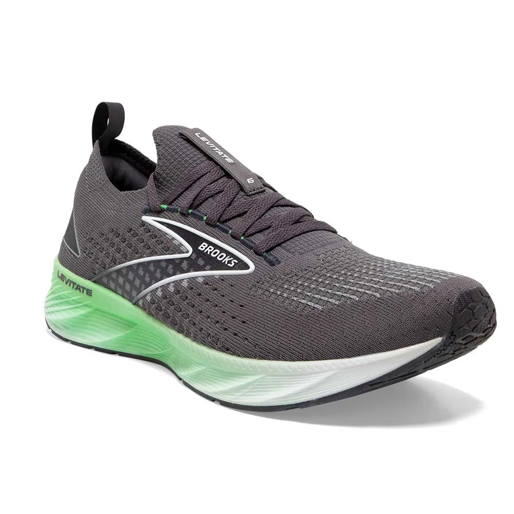 BROOKS Men's Levitate StealthFit 6 Running Shoe- Blackened Pearl/Green/White- Regular (D) - Image 3