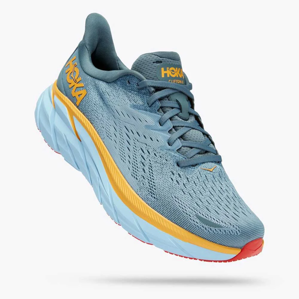 Hoka Men's Clifton 8 Running Shoe- Goblin Blue/Mountain Spring— Regular (D) - Image 2