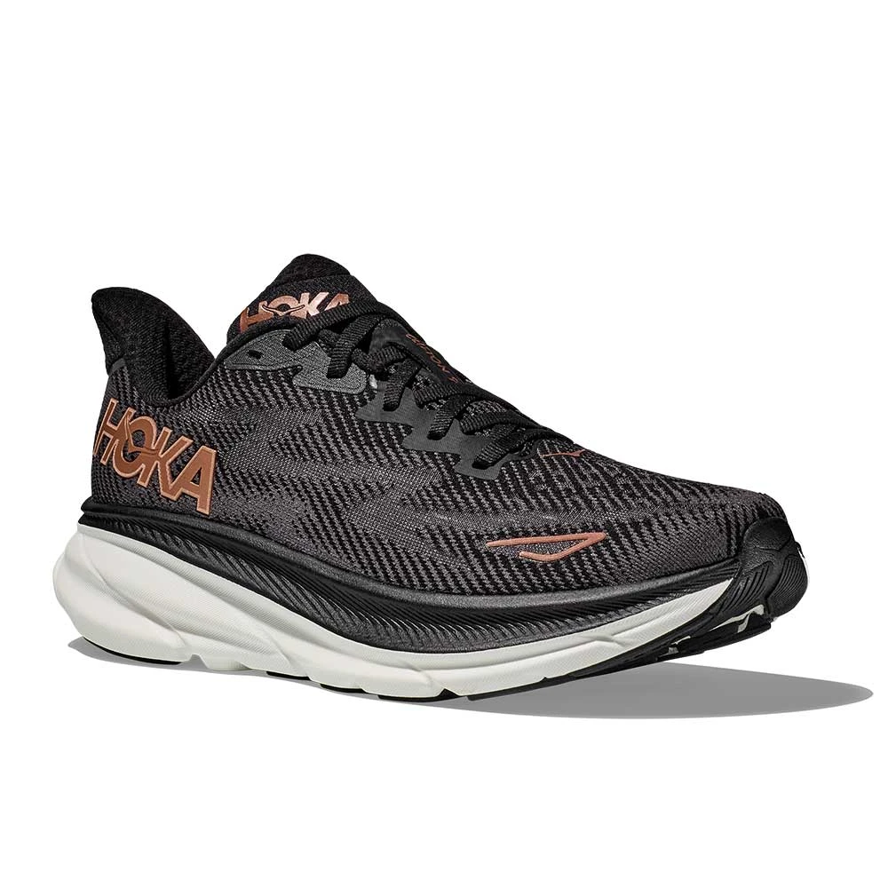 Hoka Women's Clifton 9 Running Shoe - Black/Copper - Wide (D) - Image 2