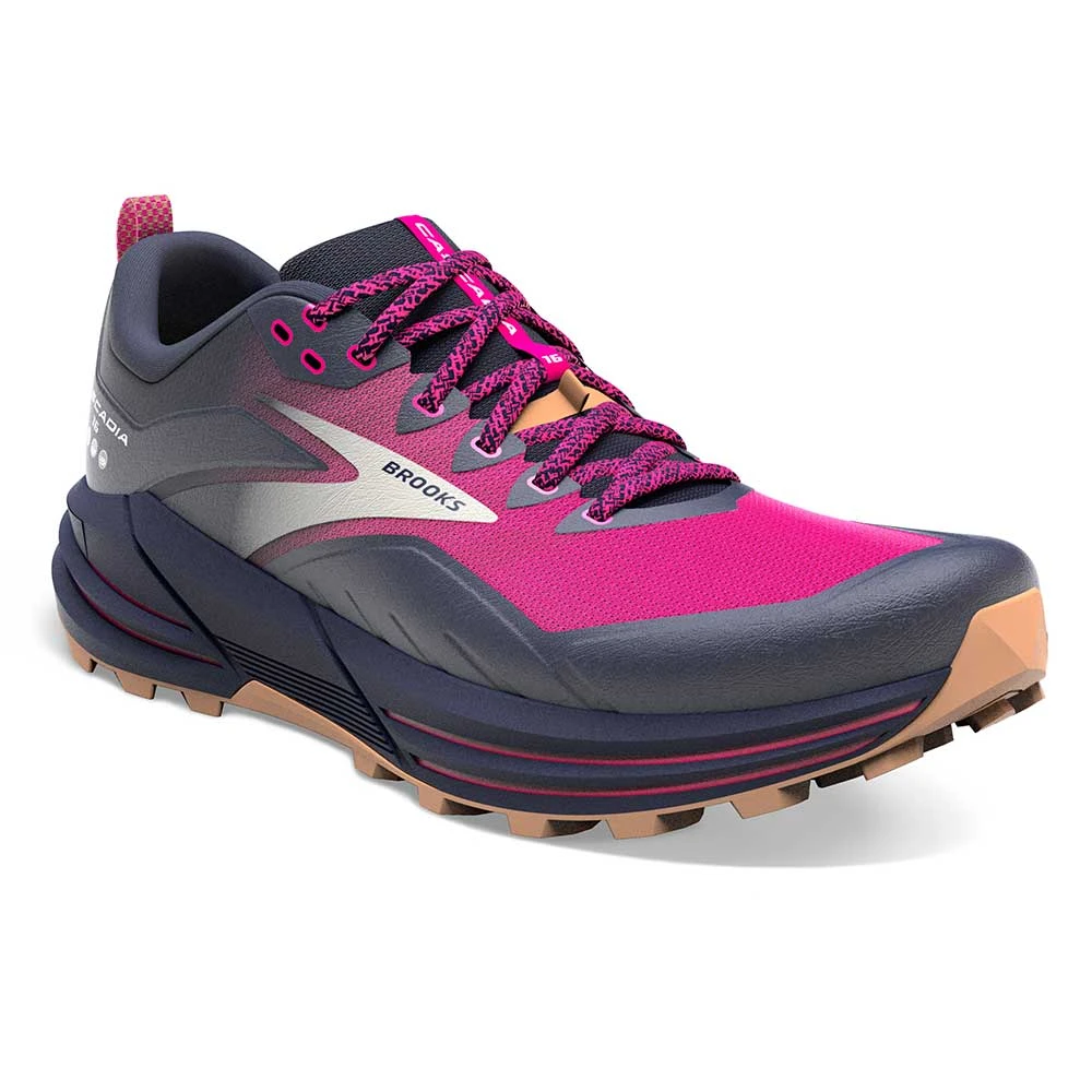 BROOKS Women's Cascadia 16 Trail Running Shoe - Peacoat/Pink/Biscuit - Regular (B) - Image 2