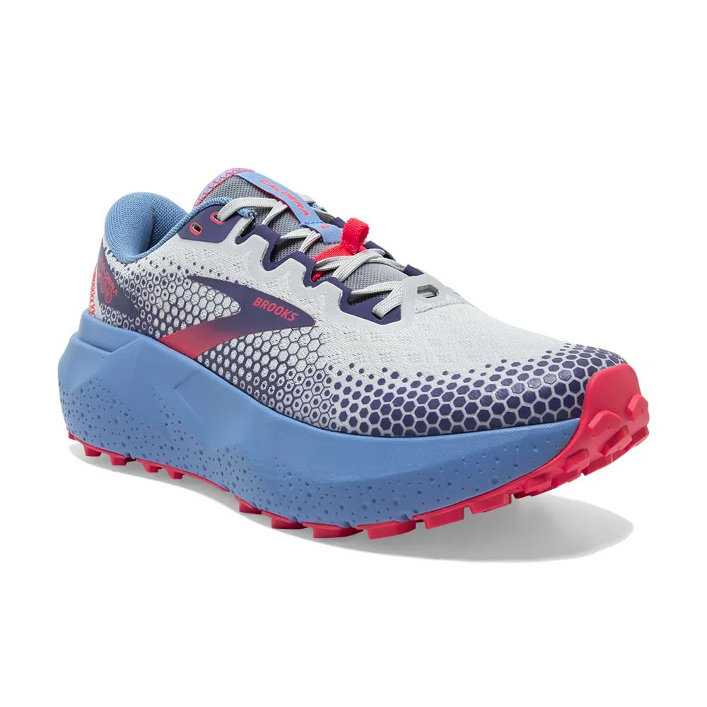 BROOKS Women's Caldera 6 Trail Running Shoe- Oyster/Blissful Blue/Pink - Regular (B) - Image 2