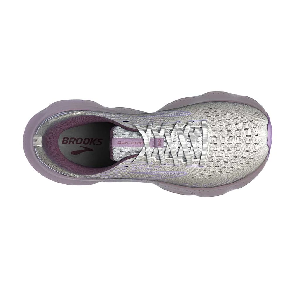 BROOKS Women's Glycerin 20 Running Shoe- White/Orchid/Lavender - Regular (B) - Image 6