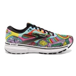 BROOKS Women's Ghost 15 Run Proud Running Shoe- Black/White/Multi- Regular (B)