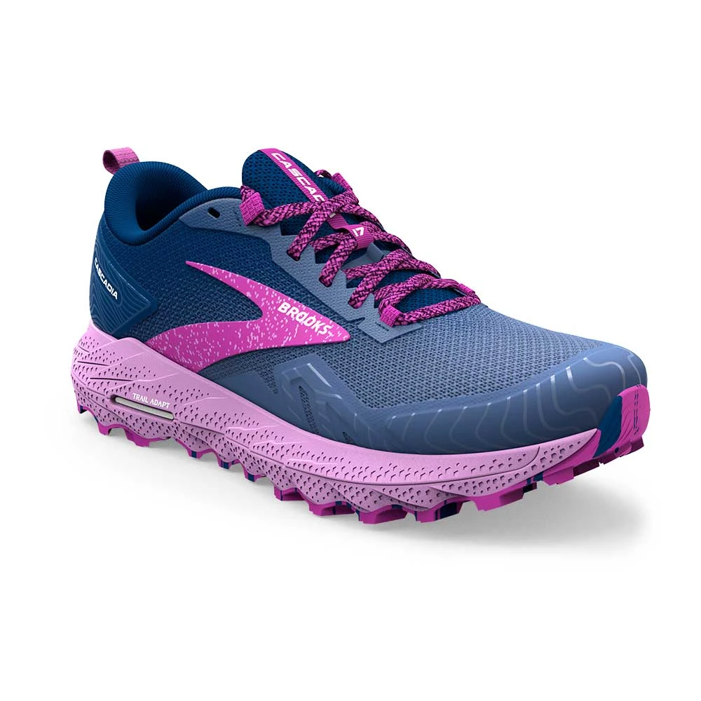 BROOKS Women's Cascadia Trail Running Shoe- Navy/Purple/Violet - Regular (B) - Image 2