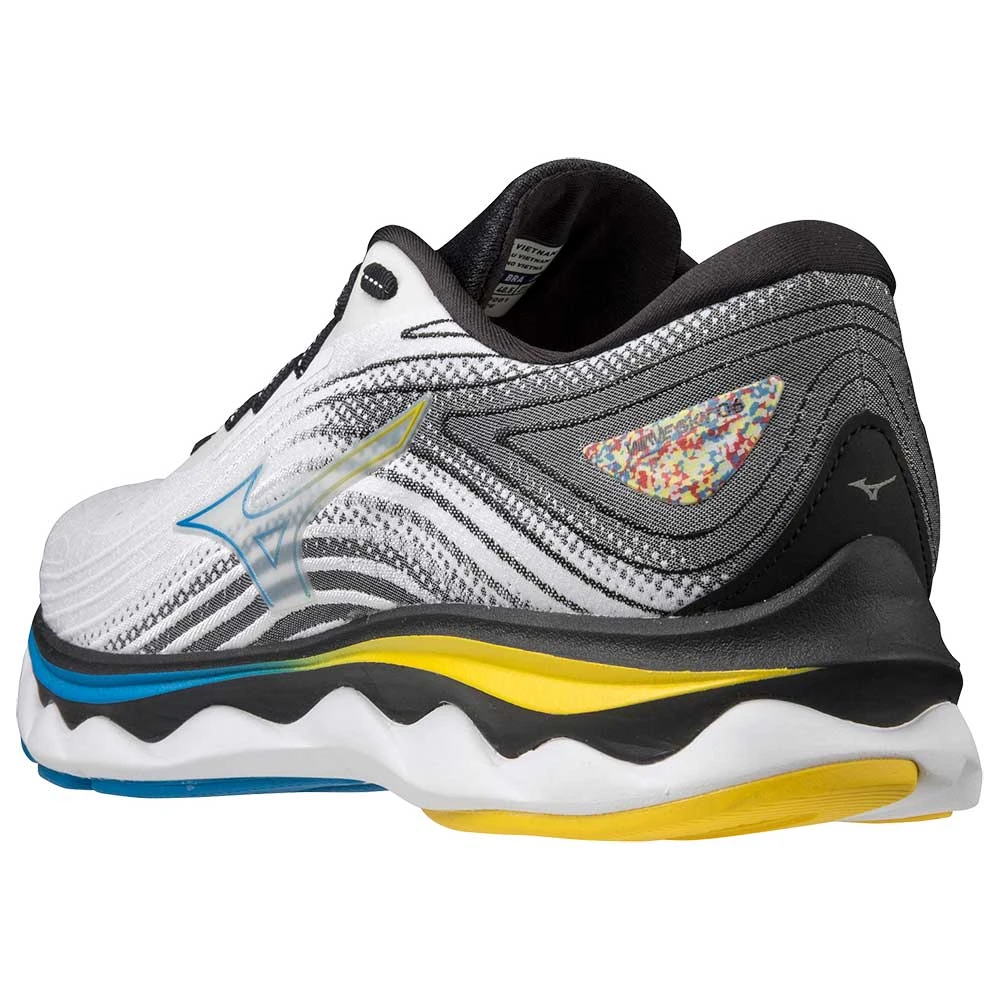 Mizuno Men's Wave Sky 6 Running Shoe - White/Cyber Yellow - Regular (D) - Image 4