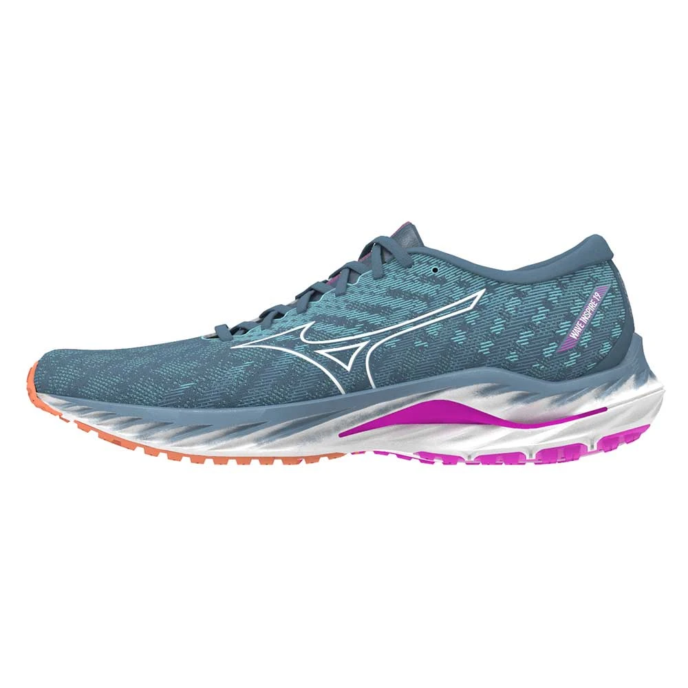 Mizuno Women's Wave Inspire 19 Running Shoe- Provincial Blue/White- Wide (D) - Image 2