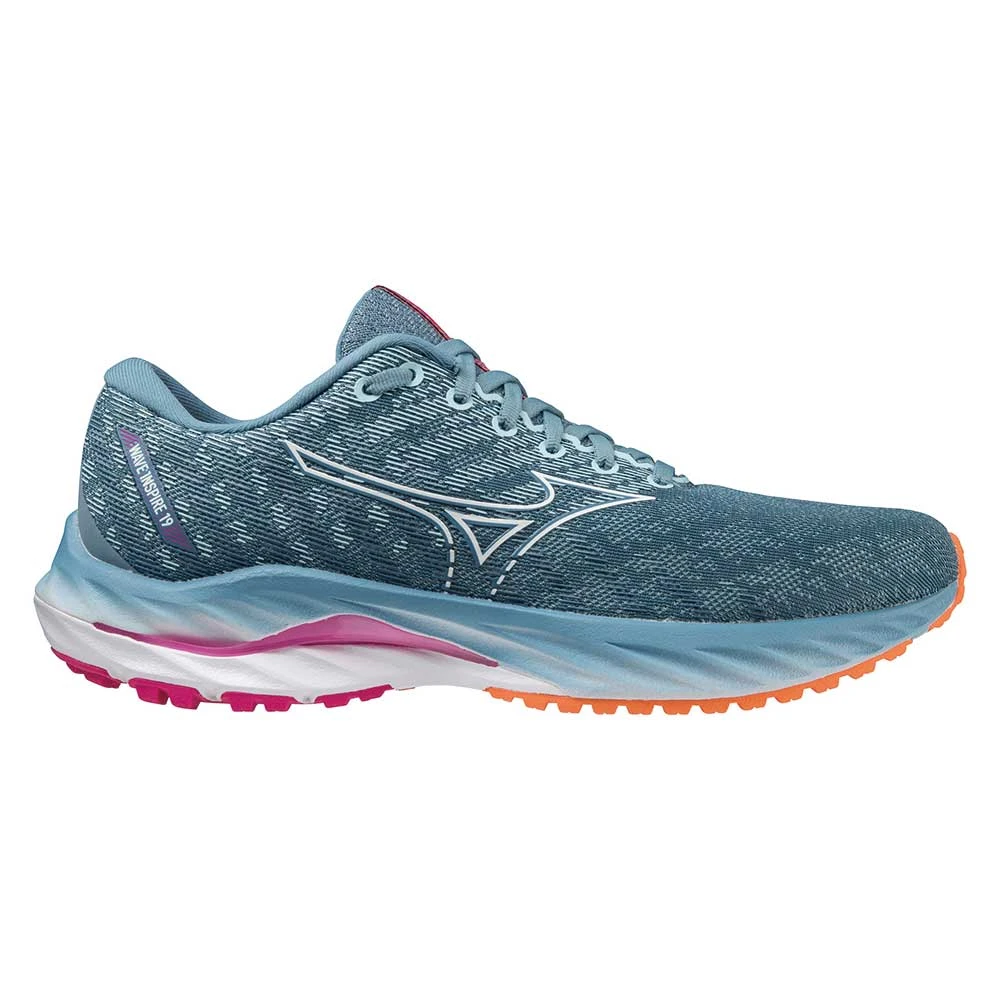 Mizuno Women's Wave Inspire 19 Running Shoe- Provincial Blue/White- Wide (D)