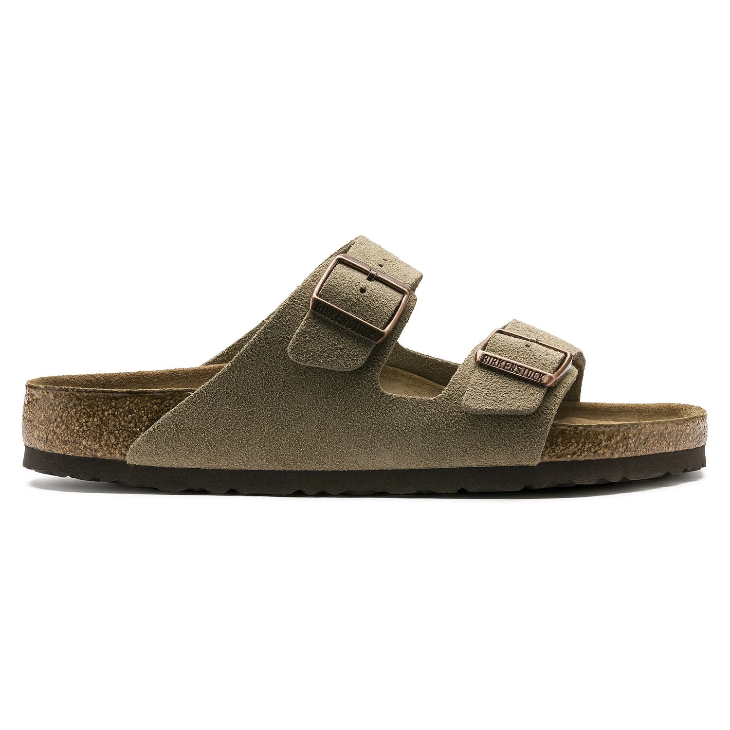 Birkenstock Arizona Soft Footbed Taupe Suede Leather Sandal - Taupe- Regular/Wide - Image 2