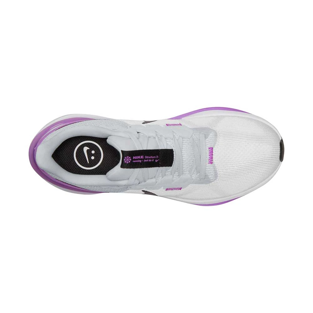 Women's Nike Air Zoom Structure 25 Running Shoe - White/Black-Pure Platinum-Fuchsia Dream- Regular (B) - Image 5