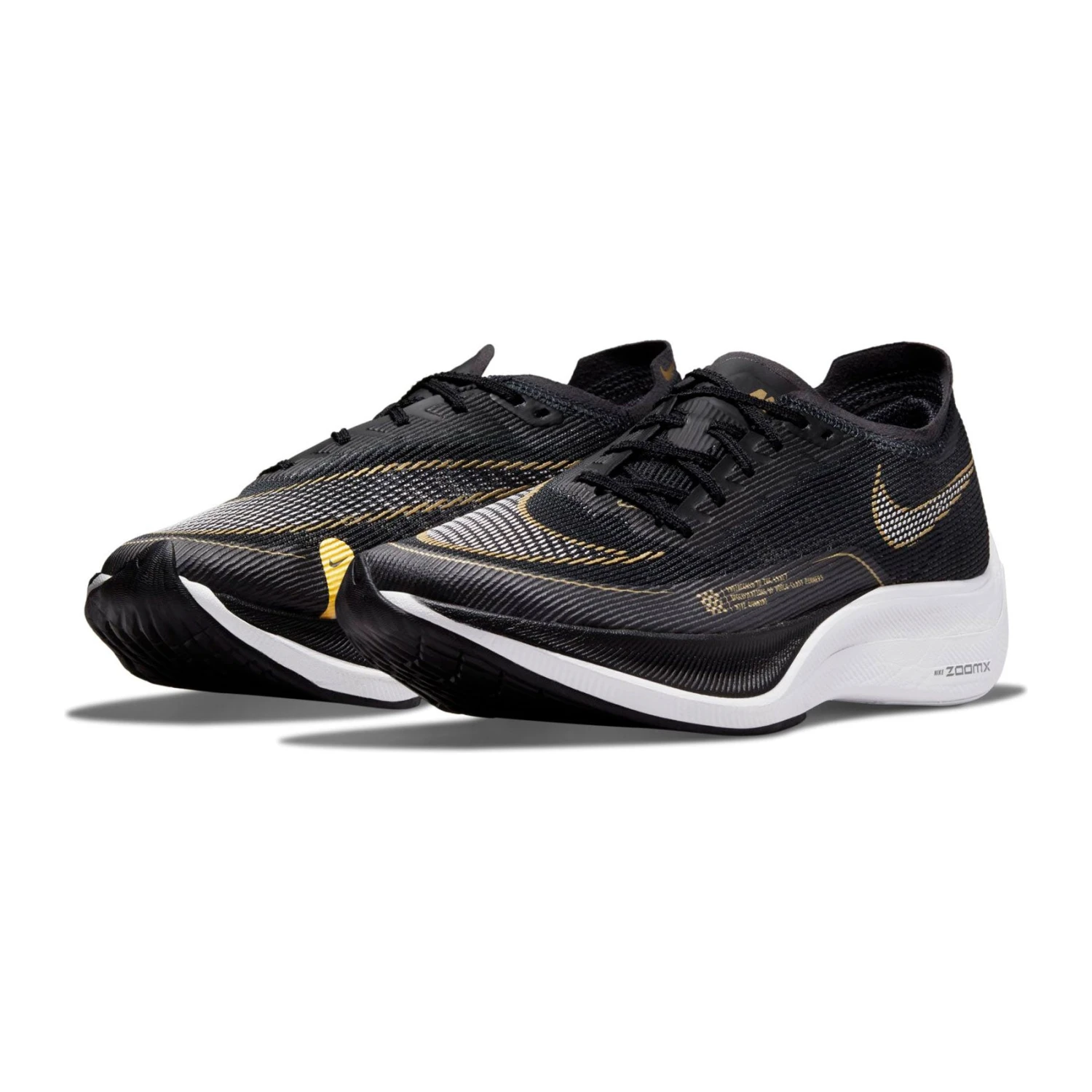 Nike Women's ZoomX Vaporfly Next % 2 Racing Shoe - Black/White/Metallic Gold Coin - Regular (B) - Image 4