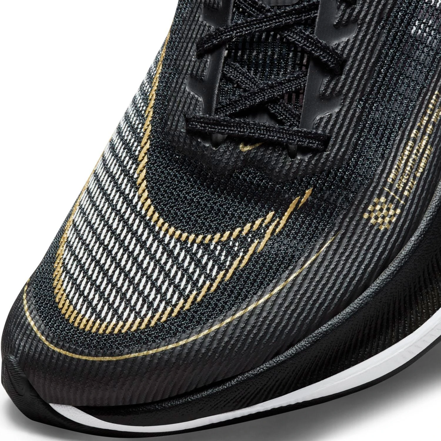 Nike Women's ZoomX Vaporfly Next % 2 Racing Shoe - Black/White/Metallic Gold Coin - Regular (B) - Image 7