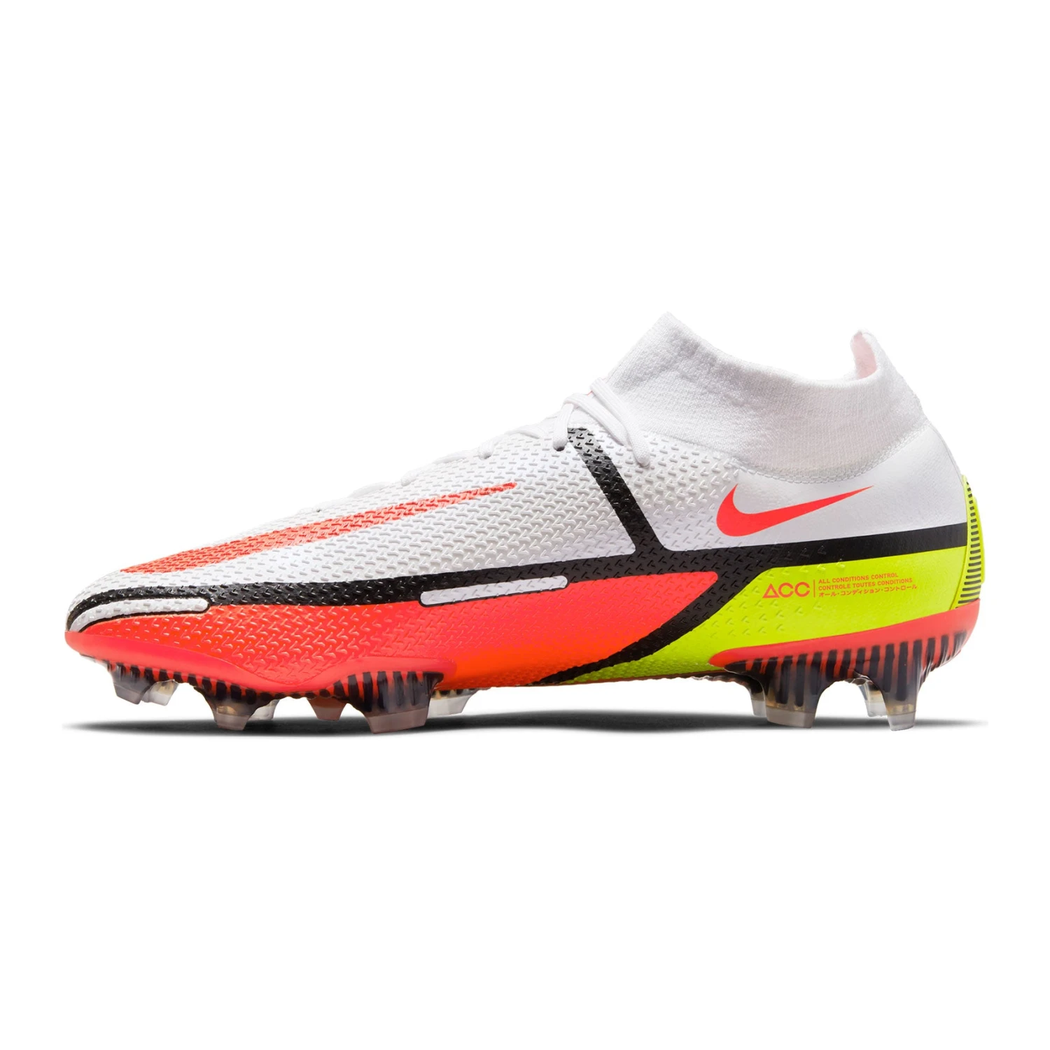Nike Unisex Phantom GT2 Elite Dynamic Fit FG Soccer Shoes - White/Bright Crimson/Volt - Regular (D) - Image 2