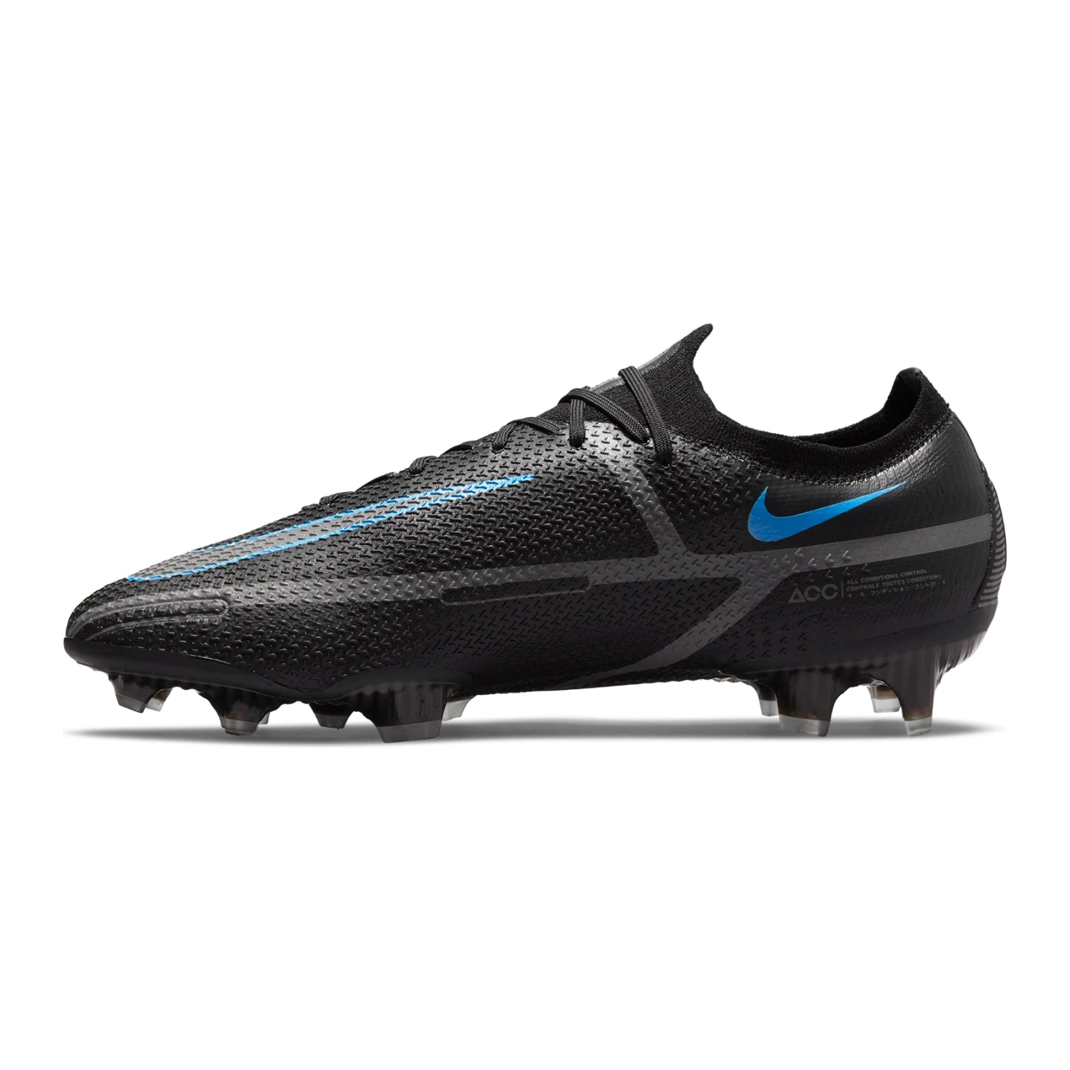 Nike Unisex Phantom GT2 Elite FG Soccer Shoe - Black/Black/Iron Grey - Image 2