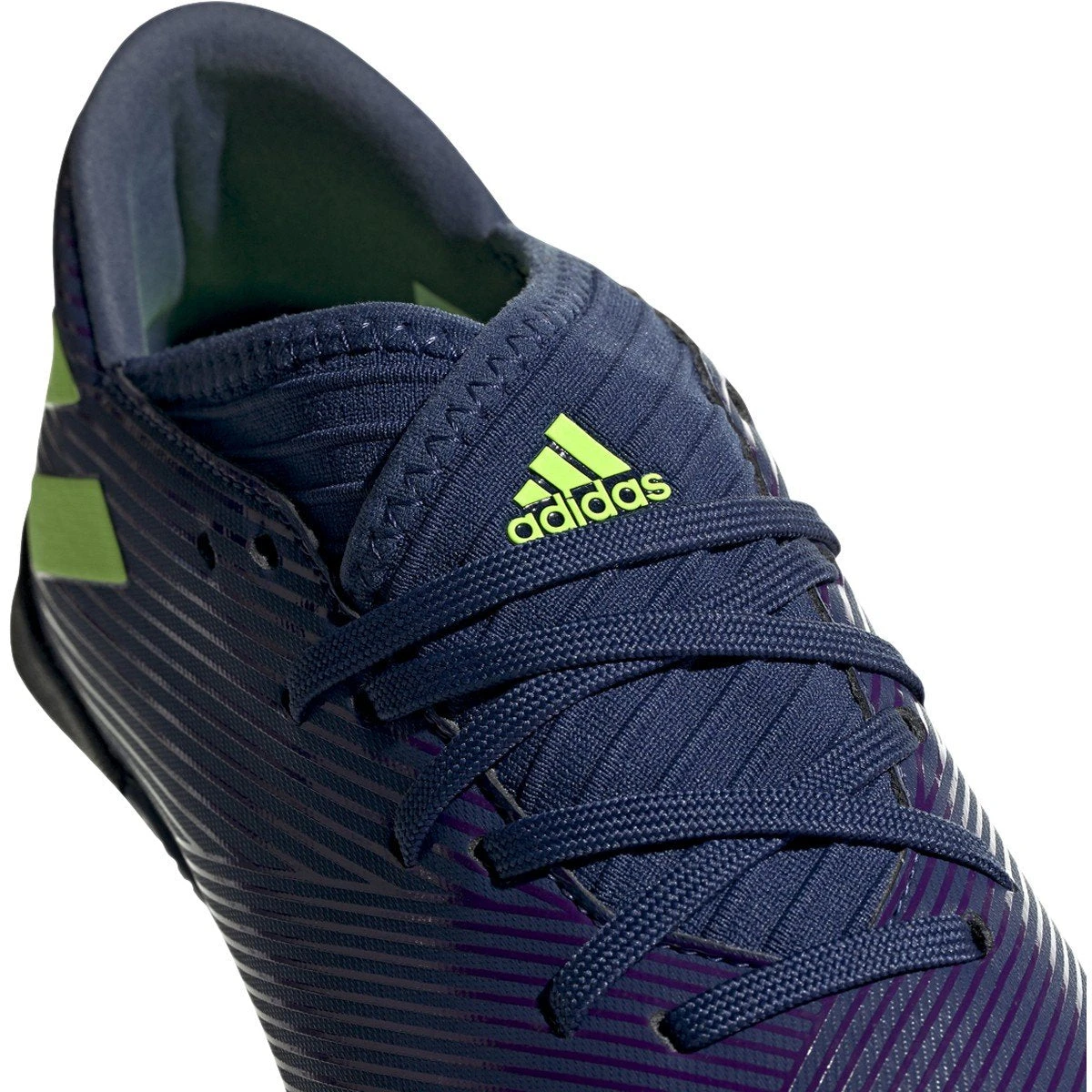 ADIDAS JR Nemeziz Messi Tango 19.3 TF Soccer Shoe - Tech Indigo/Signal Green/Glory Purple - Image 4