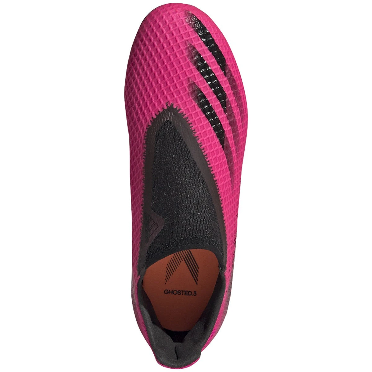 ADIDAS JR X Ghosted .3 Laceless FG Soccer Shoe - Shock Pink/Core Black/Screaming Orange - Image 2