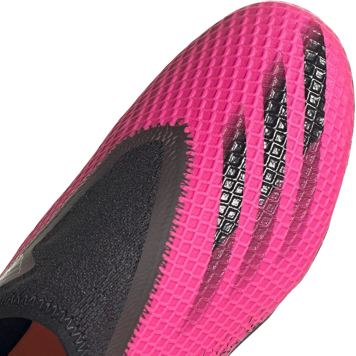 ADIDAS JR X Ghosted .3 Laceless FG Soccer Shoe - Shock Pink/Core Black/Screaming Orange - Image 4