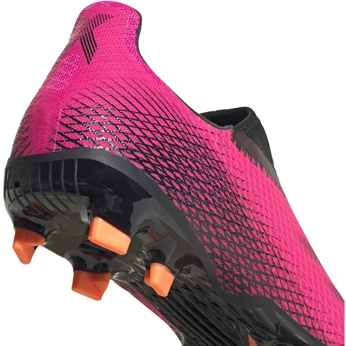 ADIDAS JR X Ghosted .3 Laceless FG Soccer Shoe - Shock Pink/Core Black/Screaming Orange - Image 5