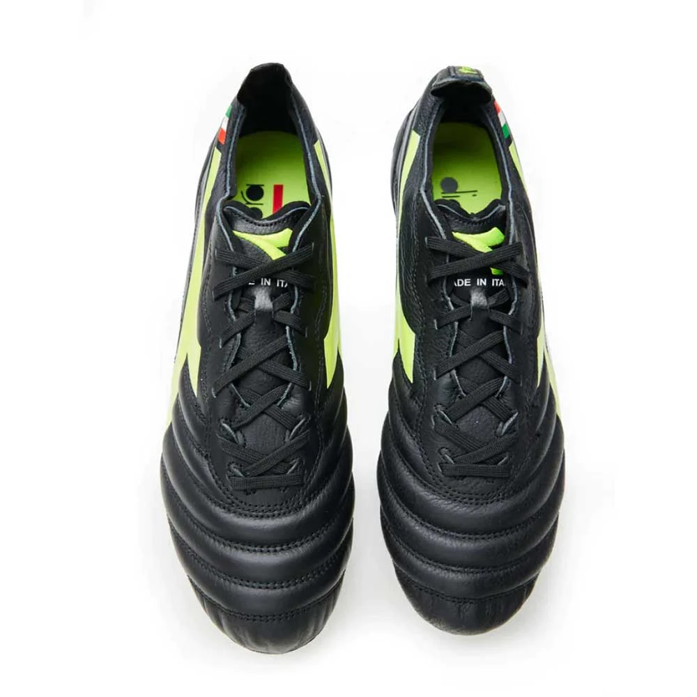Diadora Men's Brasil Elite 2 LT FG Soccer Shoe - Black/Fluo Yellow - Image 2