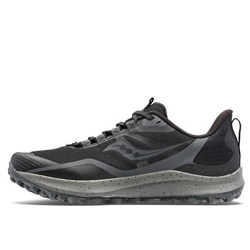 Saucony Men's Peregrine 12 Trail Running Shoe - Black/Charcoal - Regular (D) - Image 2