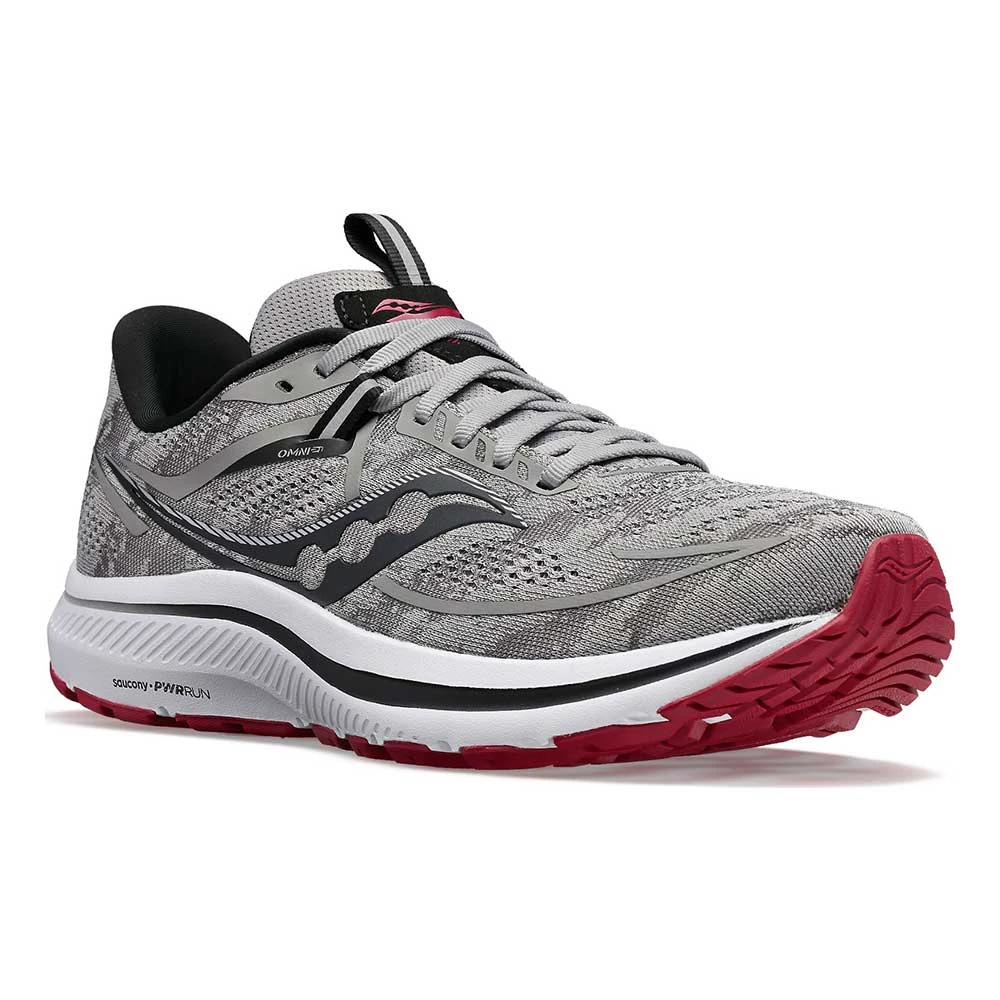 Saucony Men's Omni 21 Running Shoe - Alloy/Garnet- Wide (2E) - Image 2