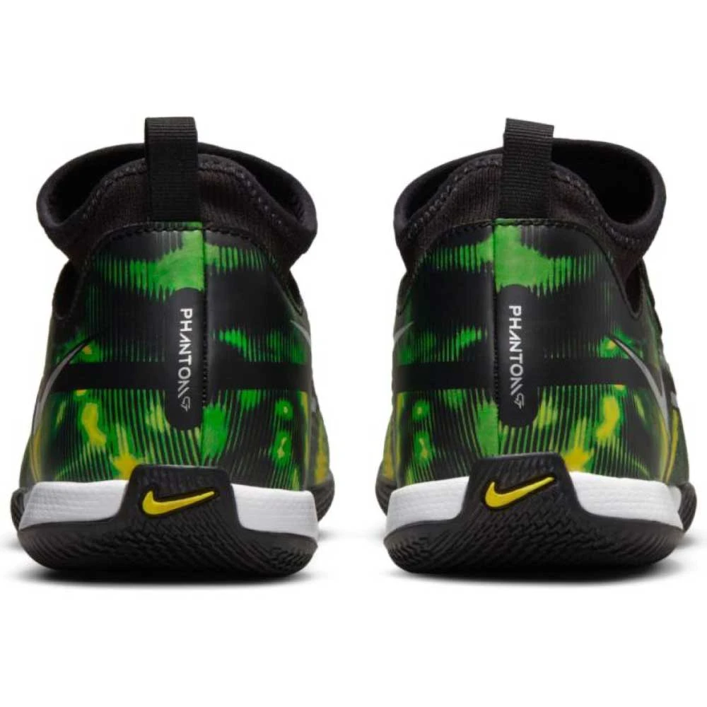 JR Nike Phantom GT2 DF SW IC Soccer Shoe - Black/Mtlc Platinum/Green Strike - Image 5