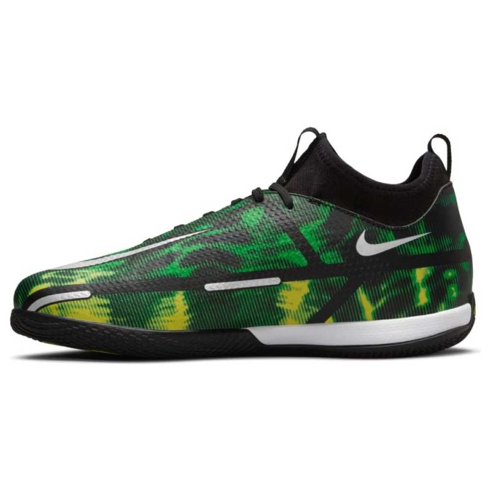 JR Nike Phantom GT2 DF SW IC Soccer Shoe - Black/Mtlc Platinum/Green Strike - Image 3